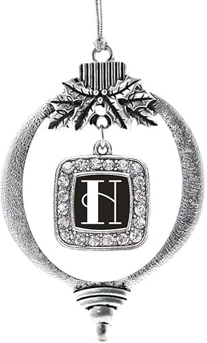 Miniatura 105 de Inspired Silver - My Vintage Initials - Adorno con dije de letra J - Adornos navideños cuadrados de plata con joyas de circonita cúbica