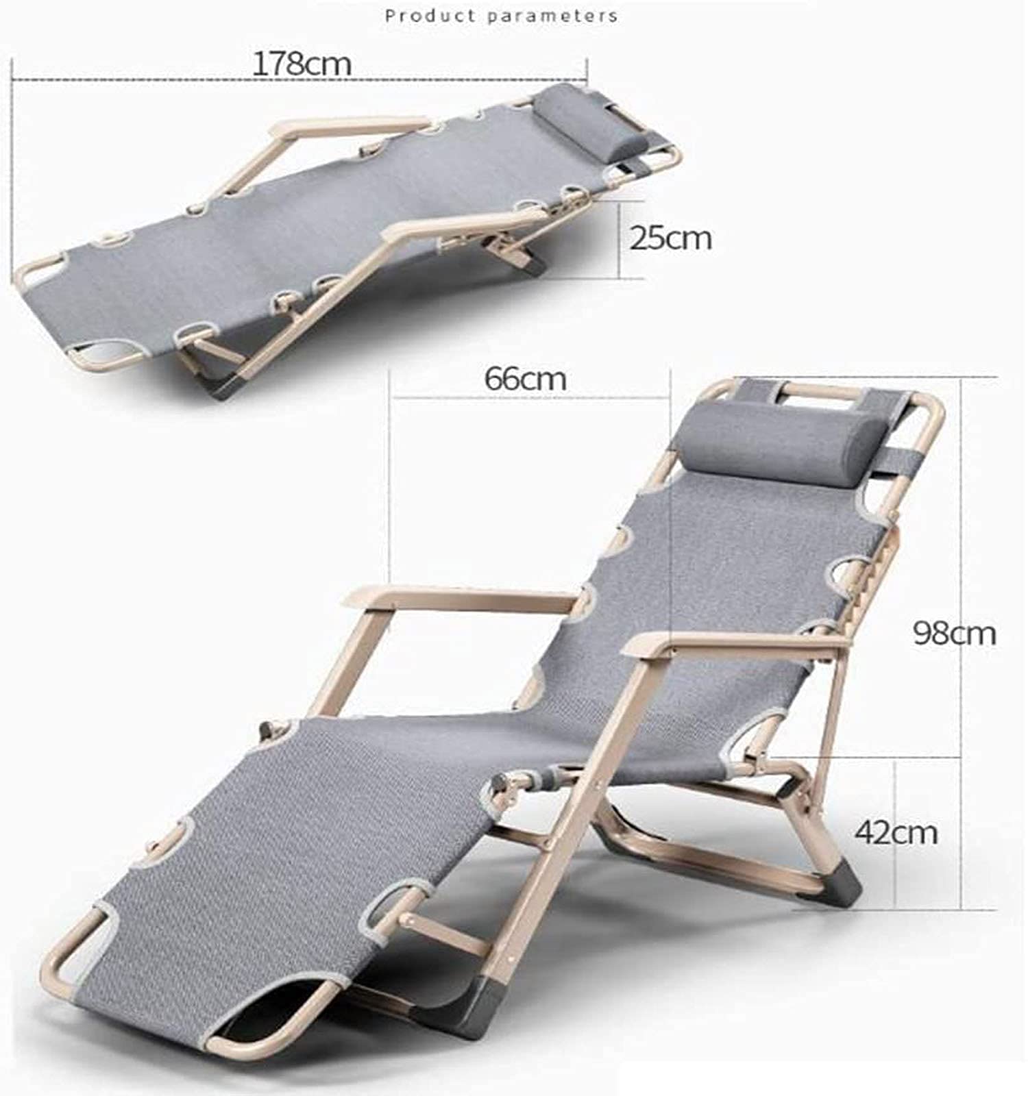 Fauteuil inclinable Pliable zéro gravité, lit pour Pause déjeuner, chaises Longues décontractées pour Jardin, terrasse extérieure, chaises Longues, lit inclinable, Charge jusqu'à 150 kg