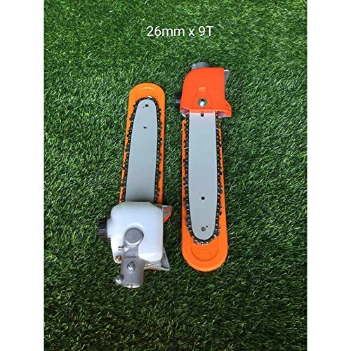 Image of DVI CHAINSAW ATTACHMENT FOR ANY BRUSH CUTTER /GRASS CUTTER(2 STROKE /4 STROKE) 9 TEETH SPILINE USED FOR HAND CHAIN SAW, TREE FELLING, PRUNING, TREE BRANCHES (FOR 26MM 9 SPILINE TEETH BRUSH CUTTER SHAFT)