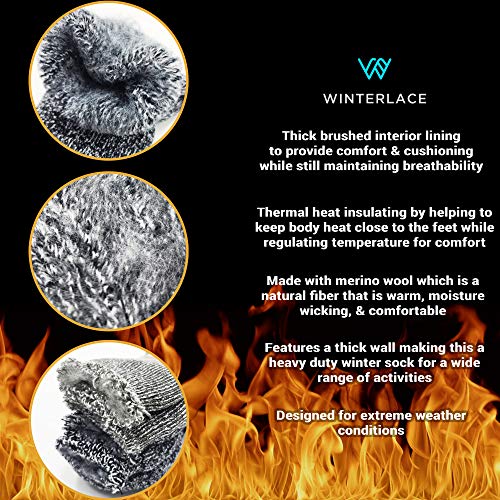 Mens Insulated Brushed Thermal Socks, 2 Pairs Merino Wool Warm Winter Heavy Cushioned Crew Sock2