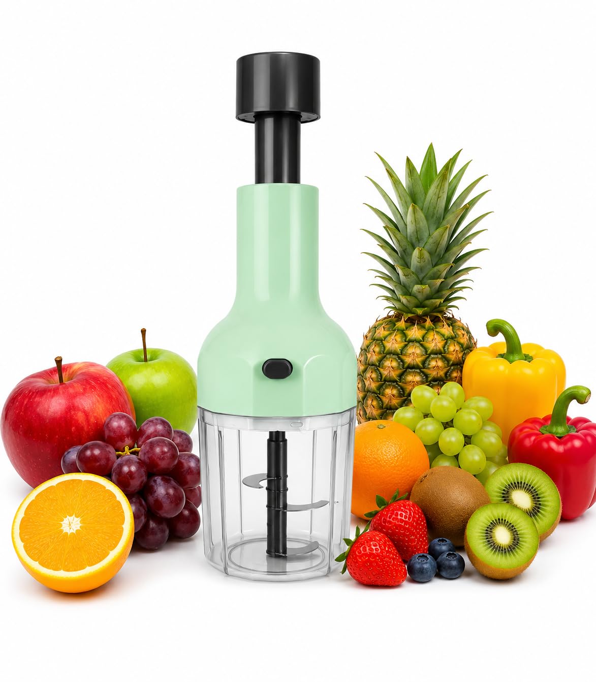 Klyrox Vegetable Chopper for Kitchen 1000ml | 5 stainless steel Blade | Manual Onion Chopper | Push Cutter with Chopping Bowl | Hand Press Vegetable Cutter | Dishwasher Safe Kitchen Chopper
