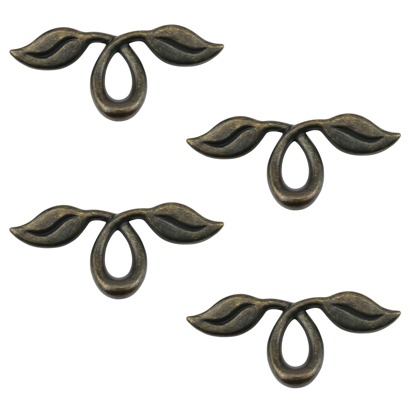 Morobor Antique Bronze 4 Pack 4" Vintage Style Leafy Drawer Pull, Bronze Dresser Handles Leaf Dresser Pulls Cabinet Knob Hardware, 50Mm Hole Distance