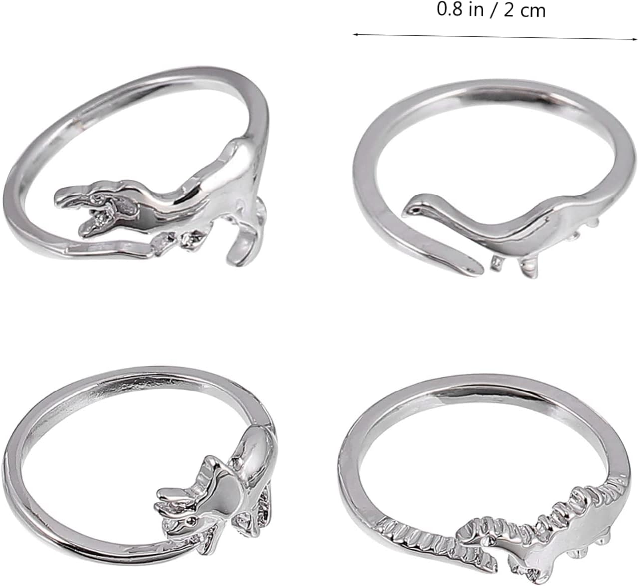 minkissy Gothic Open Rings 8pcs Punk Animal Ring Halloween Jewelry Alloy Man Gothic Chunky Rings, 2X2X0.5CM, Silver, DU067YLO141385NOGUX37Z