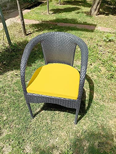 Image of Anaya Decor D-8 Chairs Table Set 4+1 Wicker Patio Furniture Sets 4 Chair and 1 Table with Cushions for Garden Balcony Bedroom Powder Coated Frame Uv Protected Wicker (Black+Yellow)
