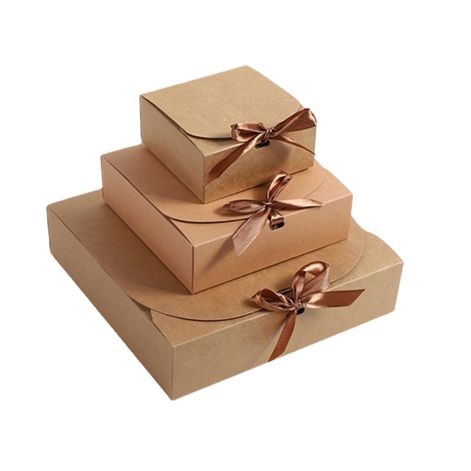 10/20/50 scatole quadrate in carta kraft a conchiglia per confezioni regalo con nastro, scatole per caramelle bianche e nere, decorazioni per matrimoni (carta kraft, 50 pezzi, 24 x 24 x 6 cm)