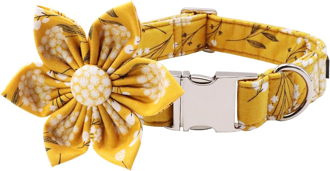 Lionet Paws Dog Collar with Flower, Soft and Comfortable, Adjustable Collar for X-Large Dogs Girl, Neck 16-26 inches