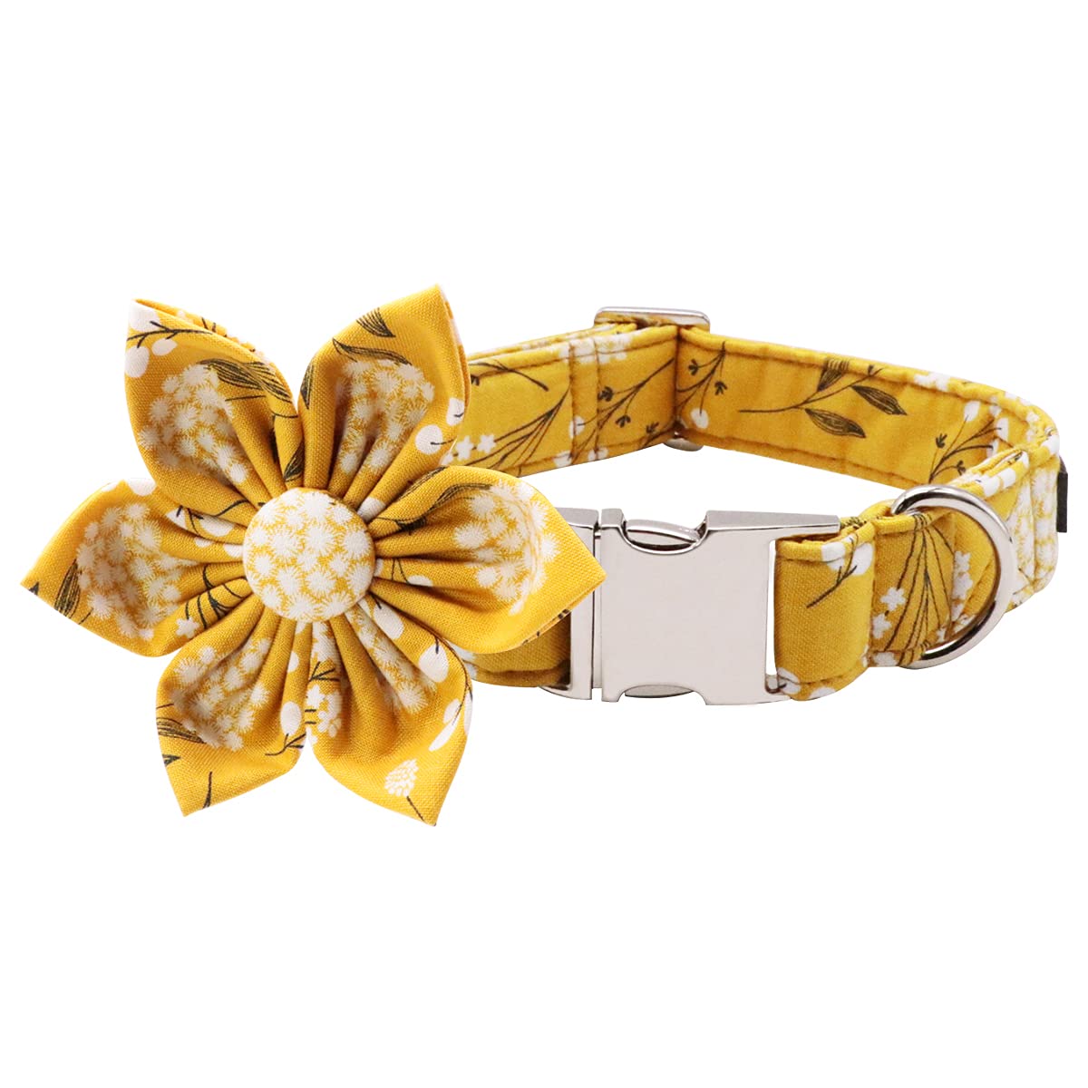 Lionet Paws Dog Collar with Flower, Soft and Comfortable, Adjustable Collar for Medium Dogs Girl, Neck 13.5-22 inches
