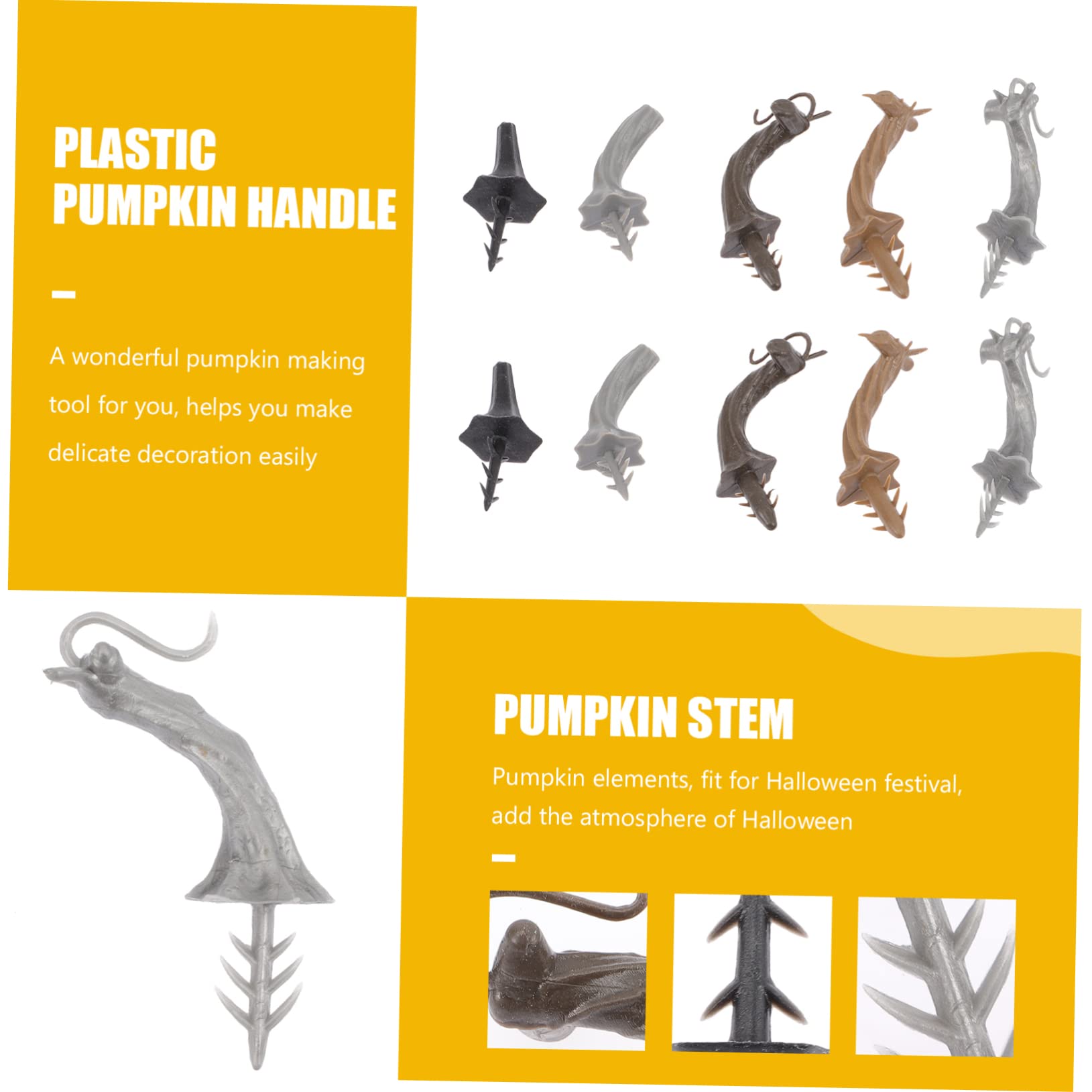 VILLCASE 50pcs Pumpkin Stalks Halloween Decor Dried Pumpkin Stems Fall Pumpkin Halloween Pumpkin Craft Halloween Pumpkin Stem Artificial Pumpkin Stems Resin Plastic Pumpkin Supplies Fruit