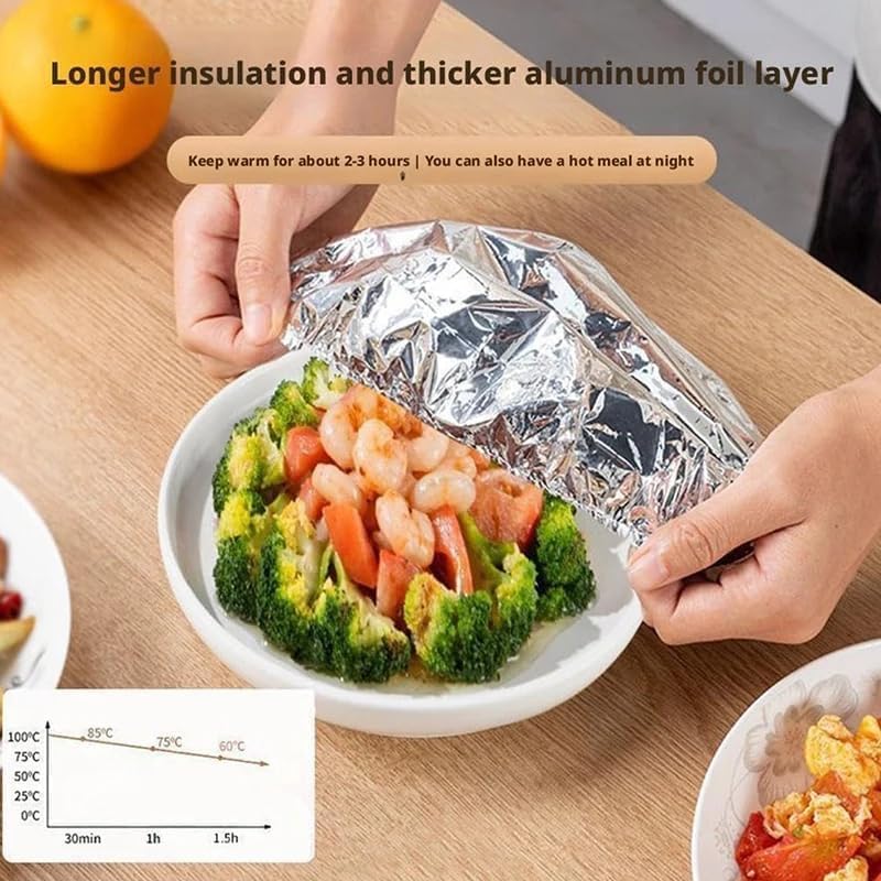 Image of Food grade aluminum foil film insulation cover, Aluminium Foil Bowl Covers for Reusable, 10 Pcs-Kitchen Food Storage Insulation Film, Elastic Design
