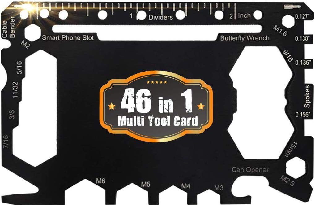 Multi Tool Card Size with Case Gadget Wallet Set - 46 in 1 Pocket kit | Outdoor Camping Multitool Accessories | Stainless Steel | Gift for Men