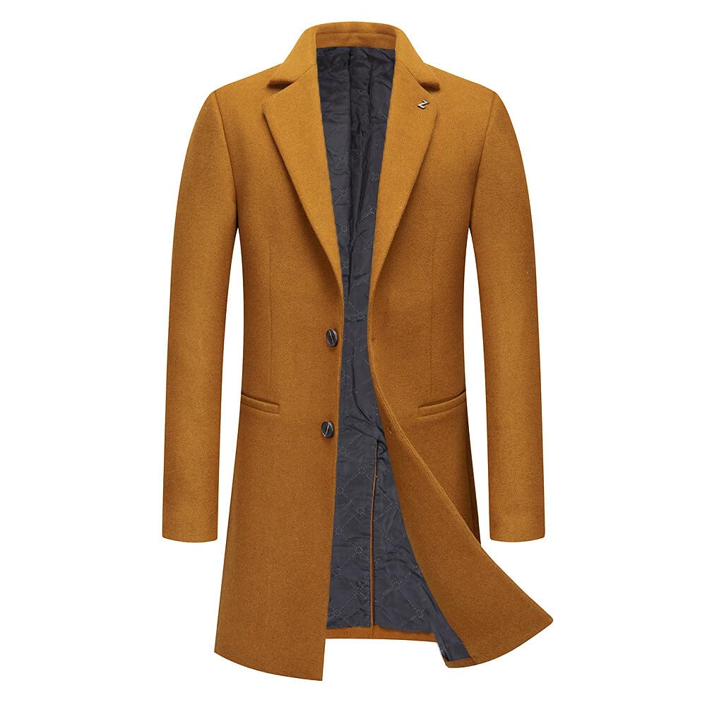 allthemen Men's Winter Coat Slim Fit Medium Length Wool Coat with Stand-Up Collar Business Coat Men's Winter-picture-13