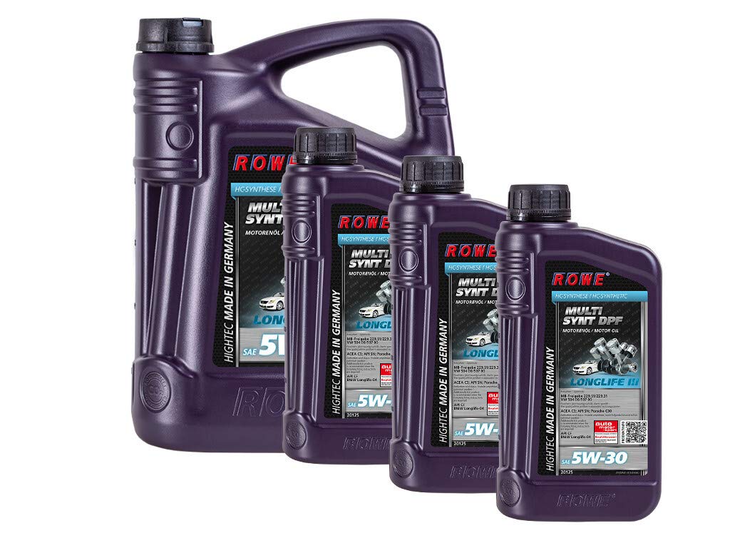 ROWE - 5 + 3x 1 Liter ROWE HIGHTEC MULTI SYNT DPF SAE 5W-30 Motorenöl - PKW Motoröl für Modelle mit Abgasnachbehandlung und Turboaufladung