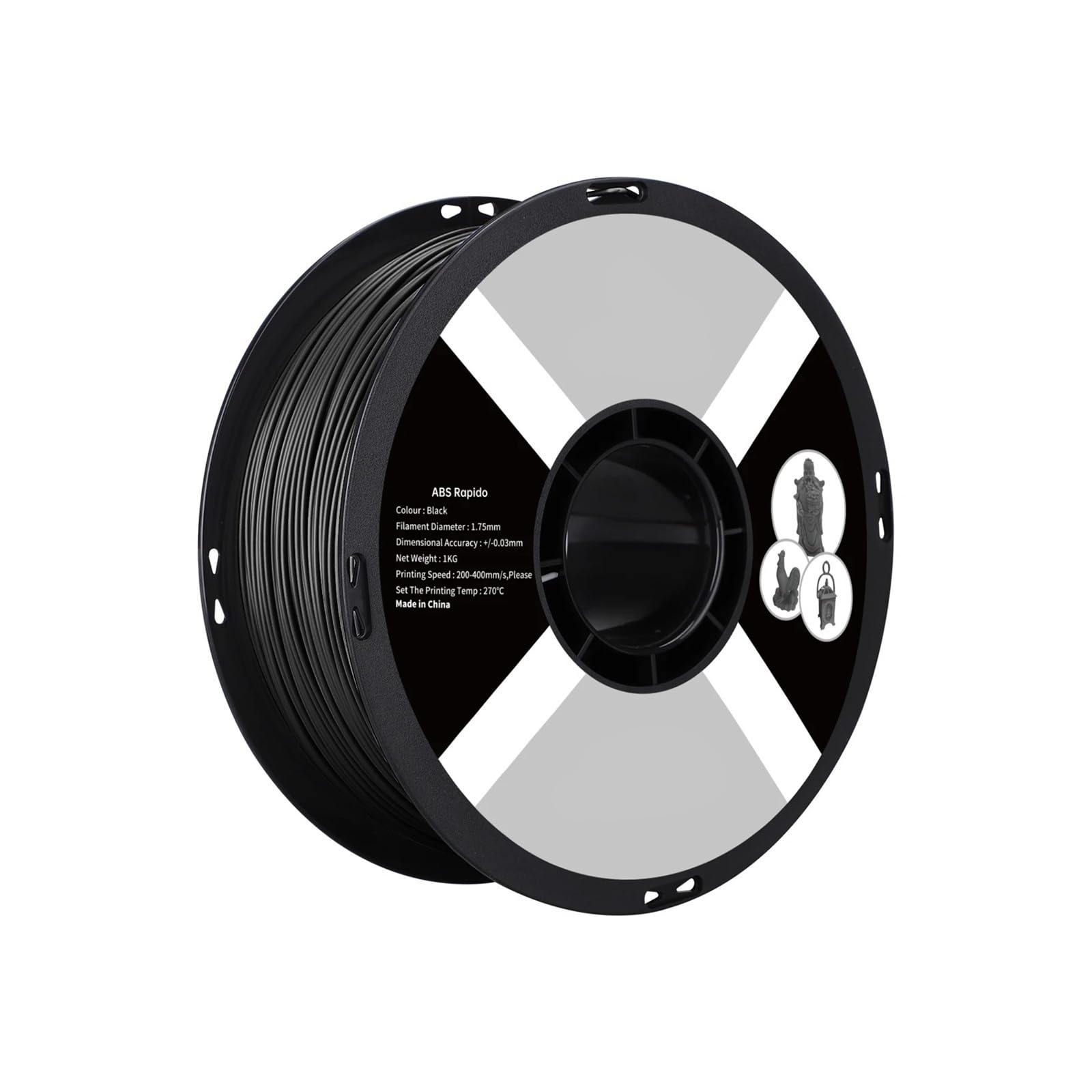 Material de impresión 3d, Filamento for impresora 3D de 1,75 mm, bobina de 1 kg, compatible con la mayoría de impresoras 3D FDM, para varias piezas de filamento de impresión 3D(BLACK ABS)