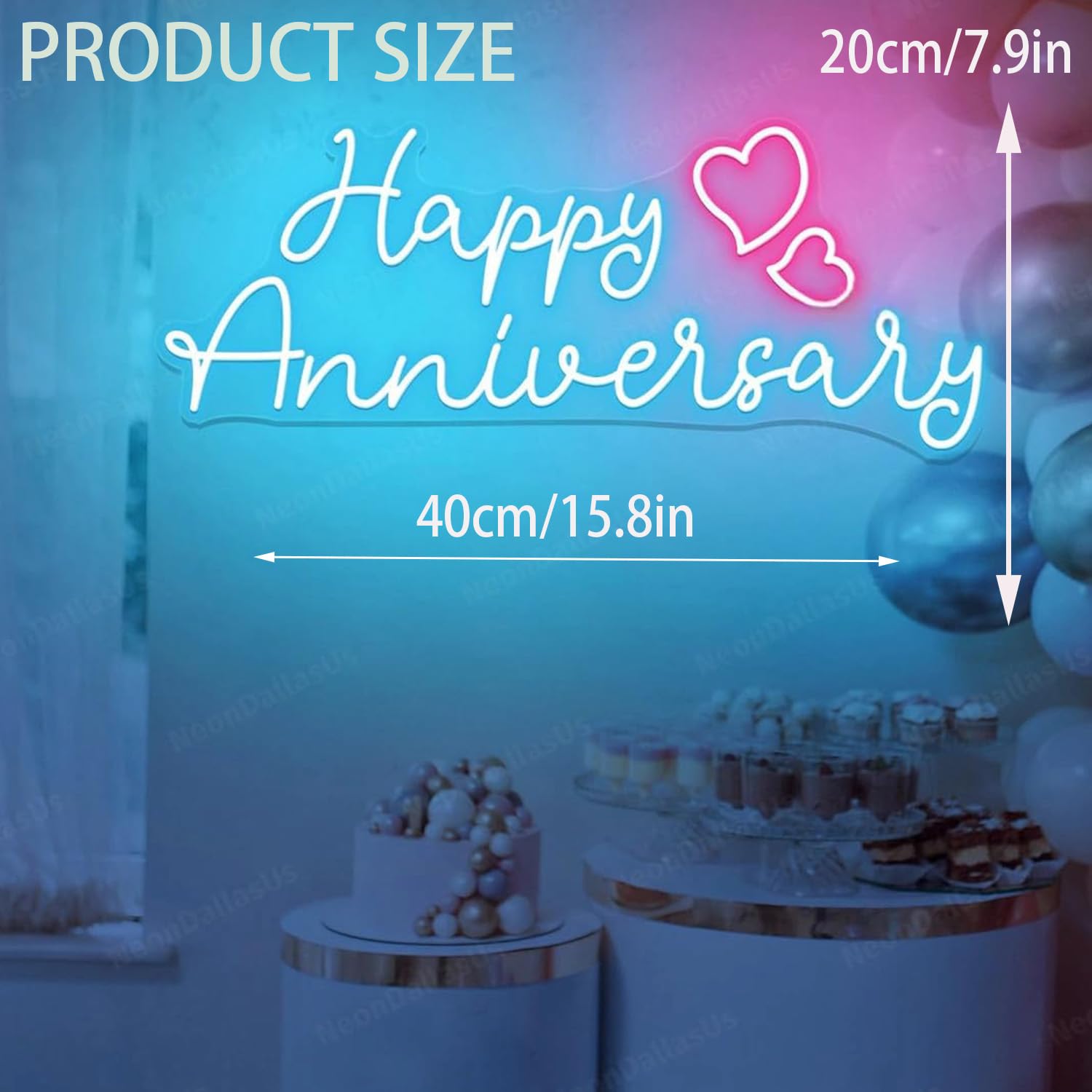 Happy Anniversary - Targa al neon Happy Anniversary LED, luce Happy Anniversary, targa per matrimoni, celebrazioni, feste, decorazioni per coppie, regali