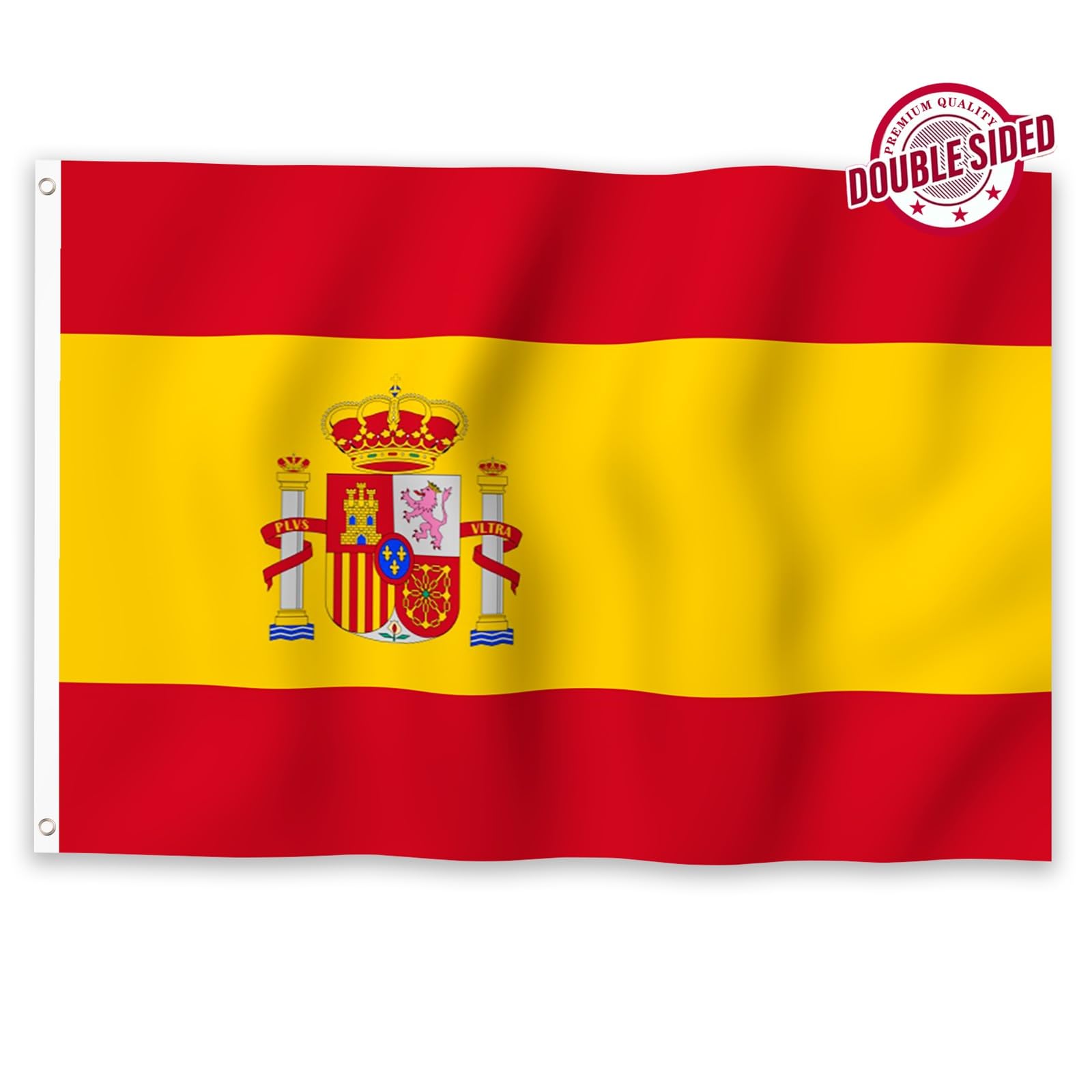 Aoihrraan Bandera Española 180x300cm Doble Cara Brillante Celebración Al Aire Libre De España Agotada En Una Bandera Decorada Con 8 Anillos Fuertes En El Porche