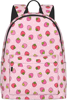 16 inch backpack Pink Strawberry Laptop Backpack Full Print School Bookbag Shoulder Bag for Travel Daypack