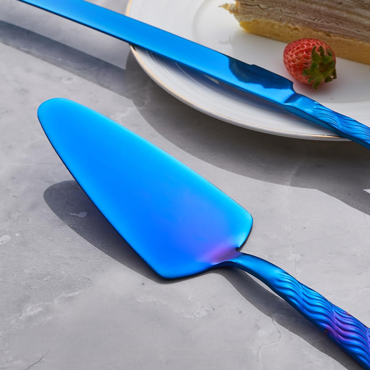 Blue Stainless Steel Cake Knife & Server Set -5