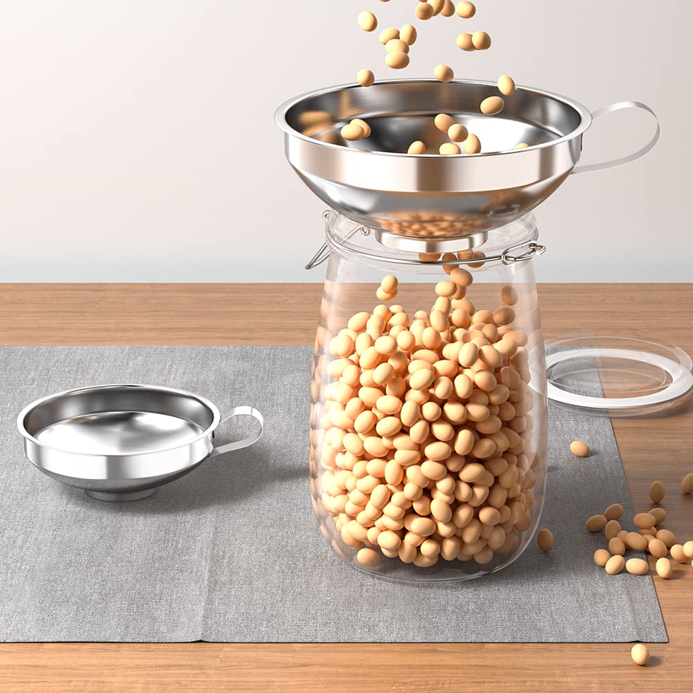 Gvolatee 2 Piezas Embudos de Acero Inoxidable Embudo de Mermelada Embudo de Boca Ancha Para Transferir Polvo Frijoles Y Mermelada