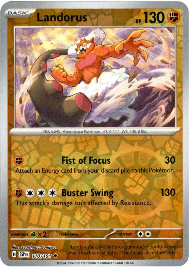 Pokemon - Landorus 110 191 Surging Sparks Reverse Foil Single Card