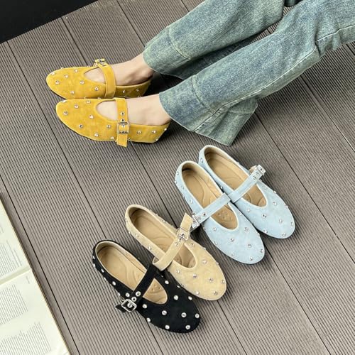 Niction Suede Flats for Women Casual Round Toe Flat Shoes Cute Ballet Flats Shoes Comfortable Dressy Outdoor Mary Jane Shoe 20253