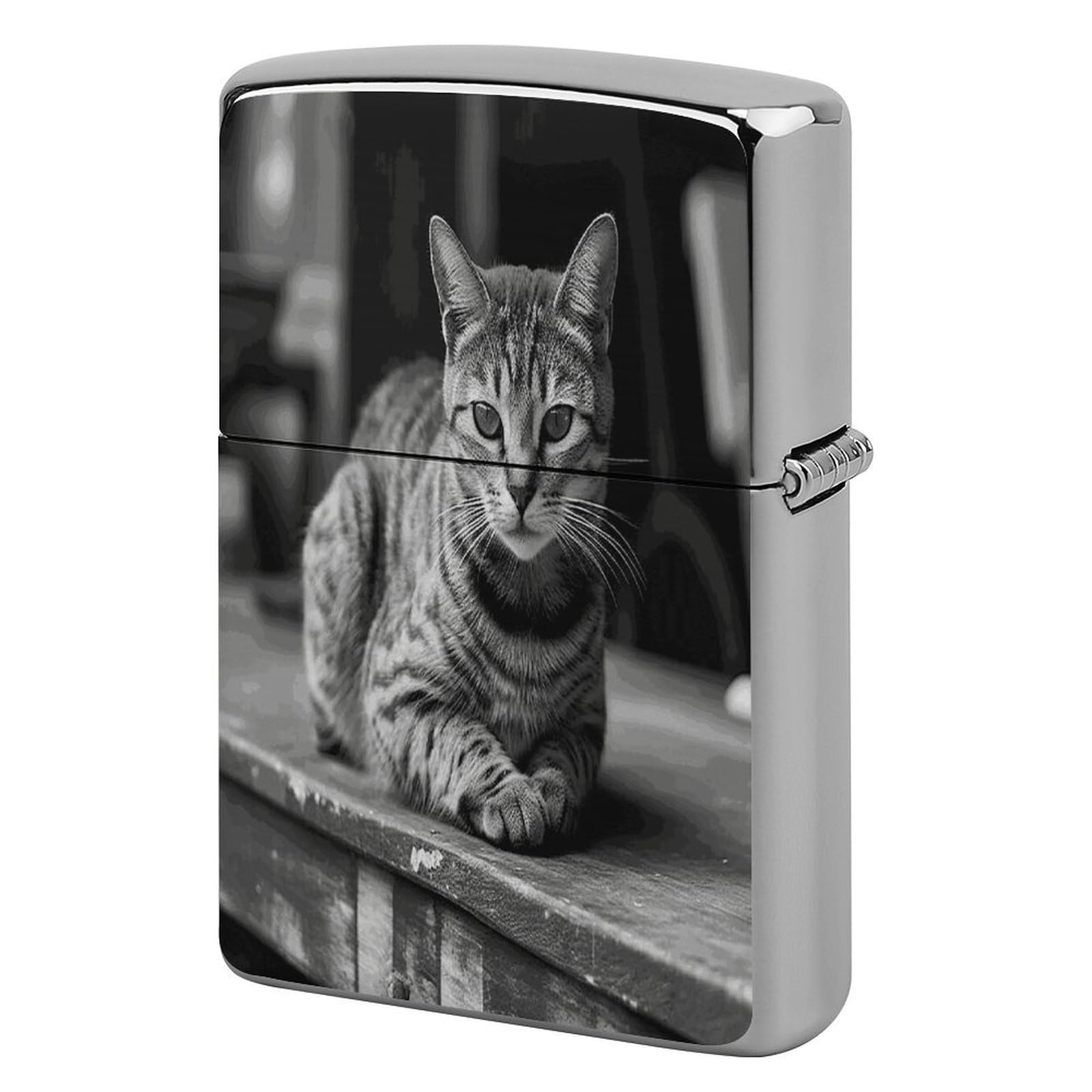Btcowzrv Style A Gray Cat Metal Lighter Case Sleeve Cover Holder
