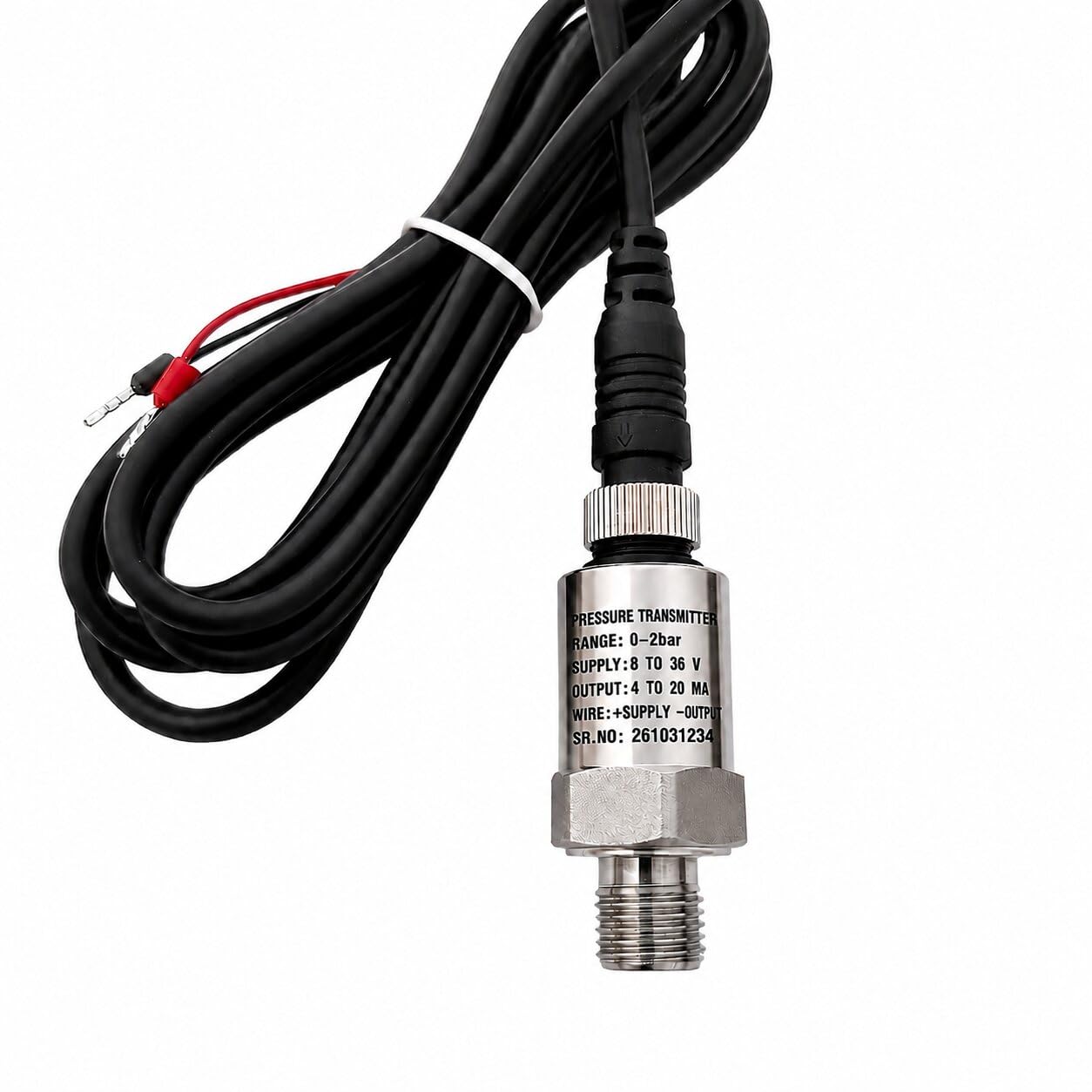 Industrial Pressure Transmitter (Pressure Sensor) with Output 4-20mA, Power 10-30 VDC, Compatible for Water, Compressed air Or Gaseous applications, Acc.+/-0.5% (2 meter Wire) (0~2 bar)-image-7