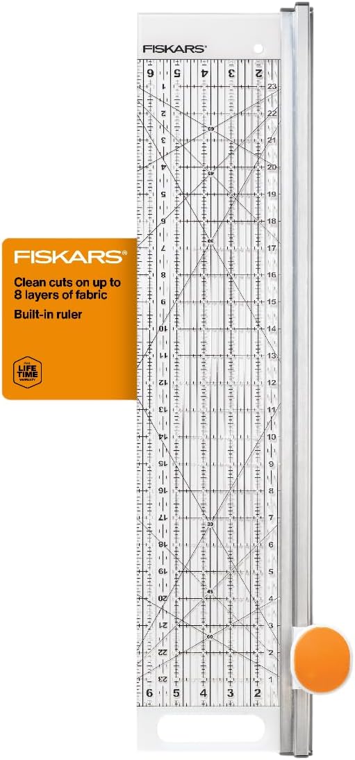 Fiskars Rotary Cutter and Ruler Combo - 24"L x 6"W Fabric Cutter with Gridlines - Craft Supplies - Gray - Clear
