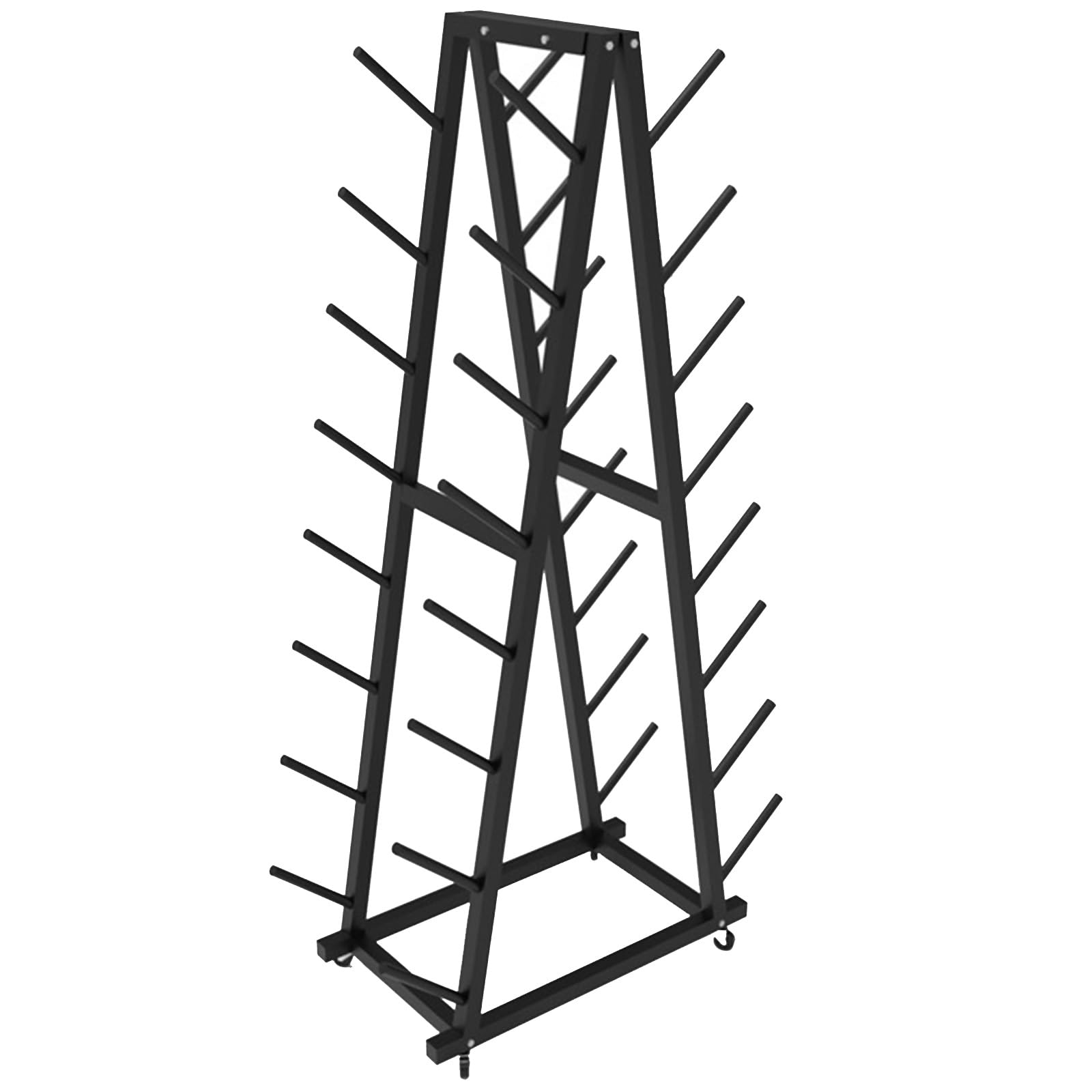 JYHHGDS Heavy-Duty Yoga Mat & Foam Roller Storage Rack - 8-Tier Double-Sided Stand for Home, Gym & Studio - Mobile Metal Organizer Cart with Wheels, Large Capacity Pilates Equipment Holder