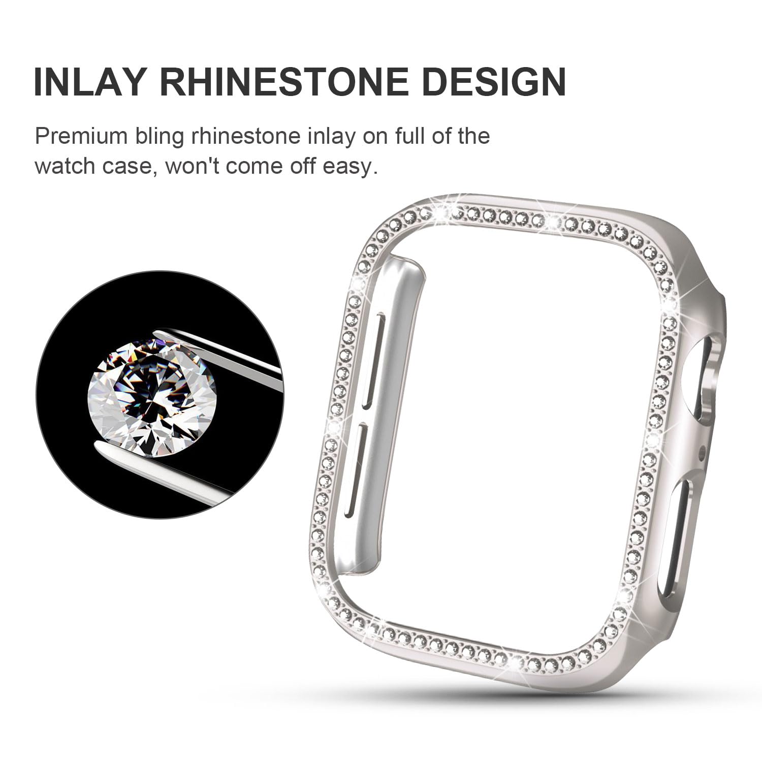 Yolovie Compatible for Apple Watch Case 42mm Bling Crystal Diamonds Rhinestone Bumper Cover for Women Hard PC Protective Frame for iWatch Series 3/2/1-42mm Starlight - Image 3
