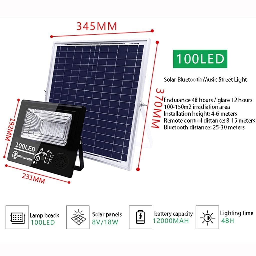 Domowy reflektor solarny, inteligentny głośnik Bluetooth Na zewnątrz domu Super jasna nowa wiejska uliczna Wewnętrzna kinkiet IP66/65, ładowalna robocza (rozmiar: 50LED)