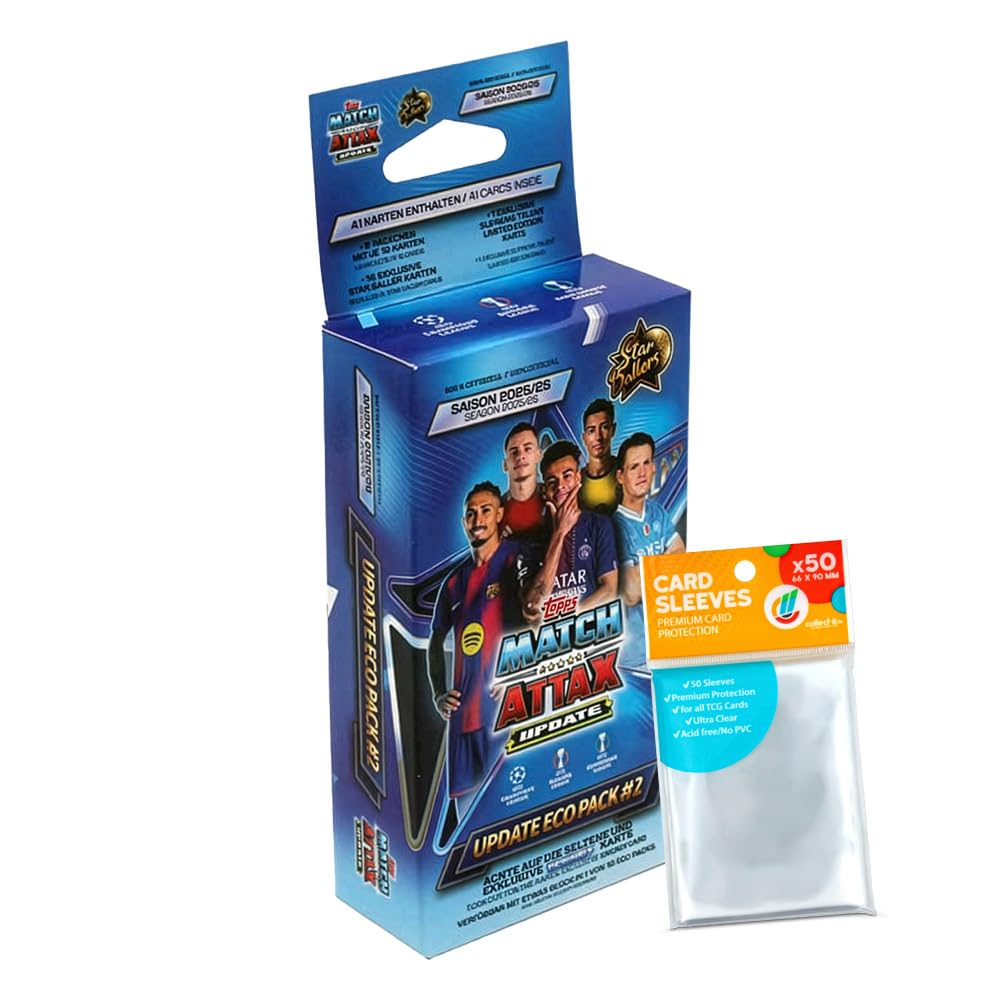 Bundle mit Topps Match Attax Champions League 2025/26 Trading Cards + Exklusive Collect-it Hüllen (1 Update Pack Star Ballers)