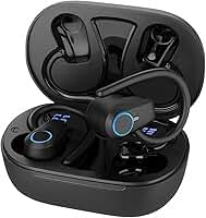 Fone de Ouvido, Bluetooth 5.4, IPX4 à Prova D'Água, Com Microfone Embutido. Design Esportivo e Ergonômico, Ideal Para Corridas, Atividades Físicas, Compatível com IPhone e Android, Anti Ruído (Preto)