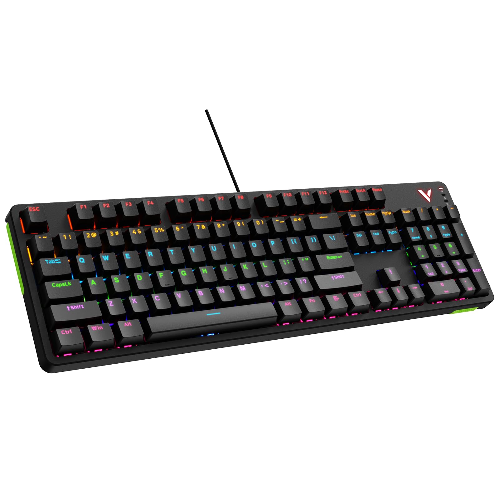 Rapoo V500Pro Full-Size Mechanical Gaming Keyboard, 104 Keys Anti-Ghosting, Customizable Rainbow RGB Backlit, Multimedia Hotkeys, Removable Top Case, USB-C, Heavy Duty, 2024 Edition, Brown Switch