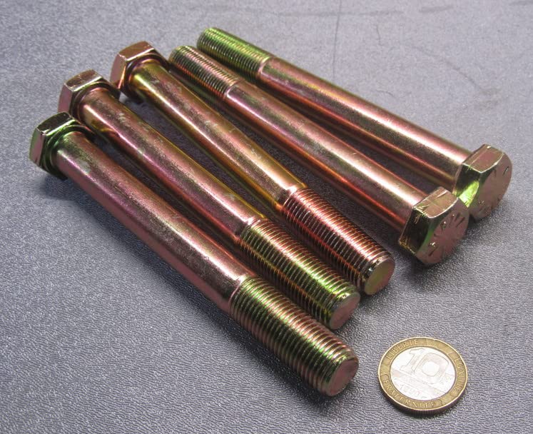 Grade 8 Zinc Yellow Steel Bolts RH PT 9/16"-18 x 5.00 Length 5 pcs