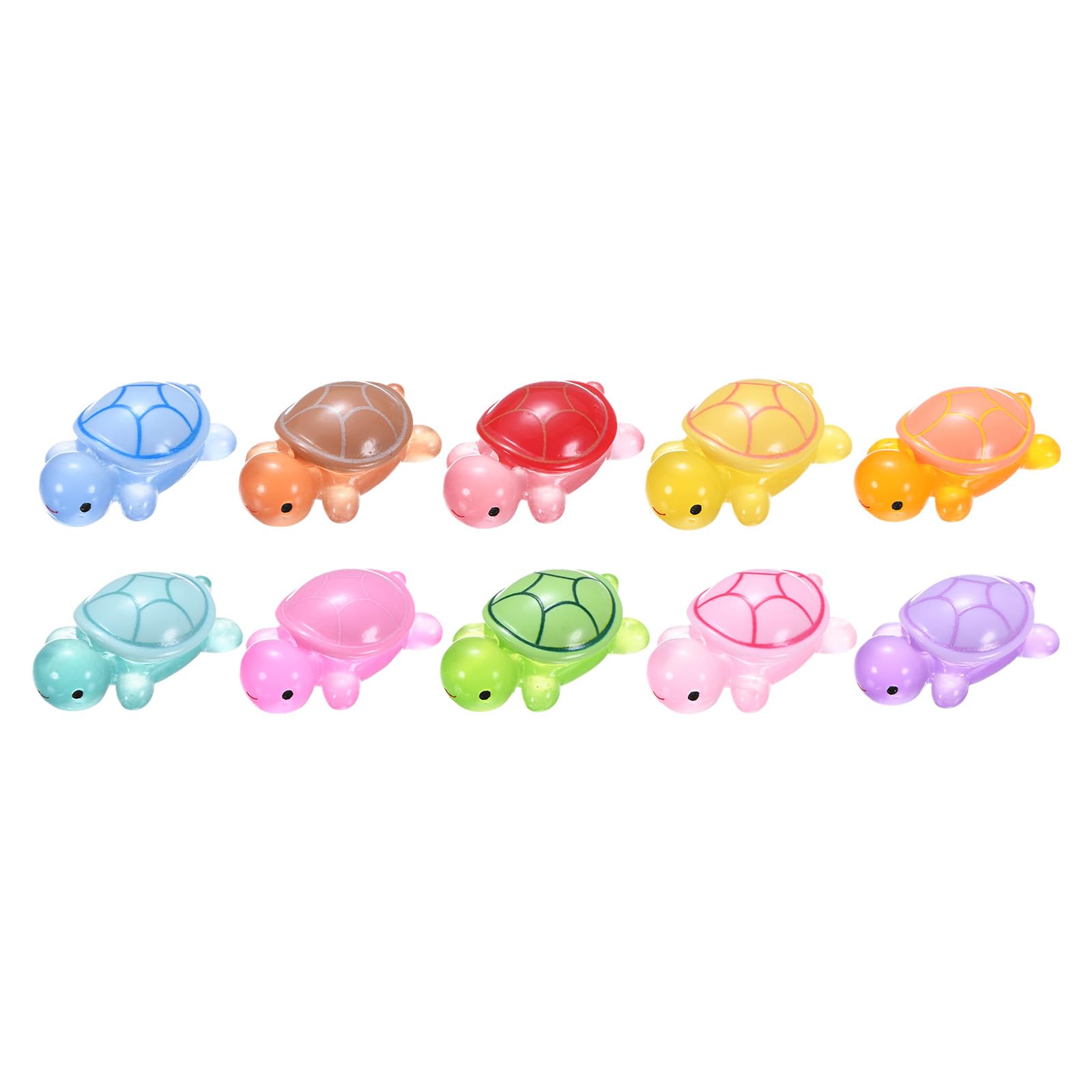 M METERXITY 10-Pack Luminous Medium Resin Turtles, 3.39" Glow in the Dark Tiny Sea Turtle for Fairy Garden/Micro Landscaping/Dollhouse, Cute Miniature Ocean Animal Figurine to Hide[Multicolor]