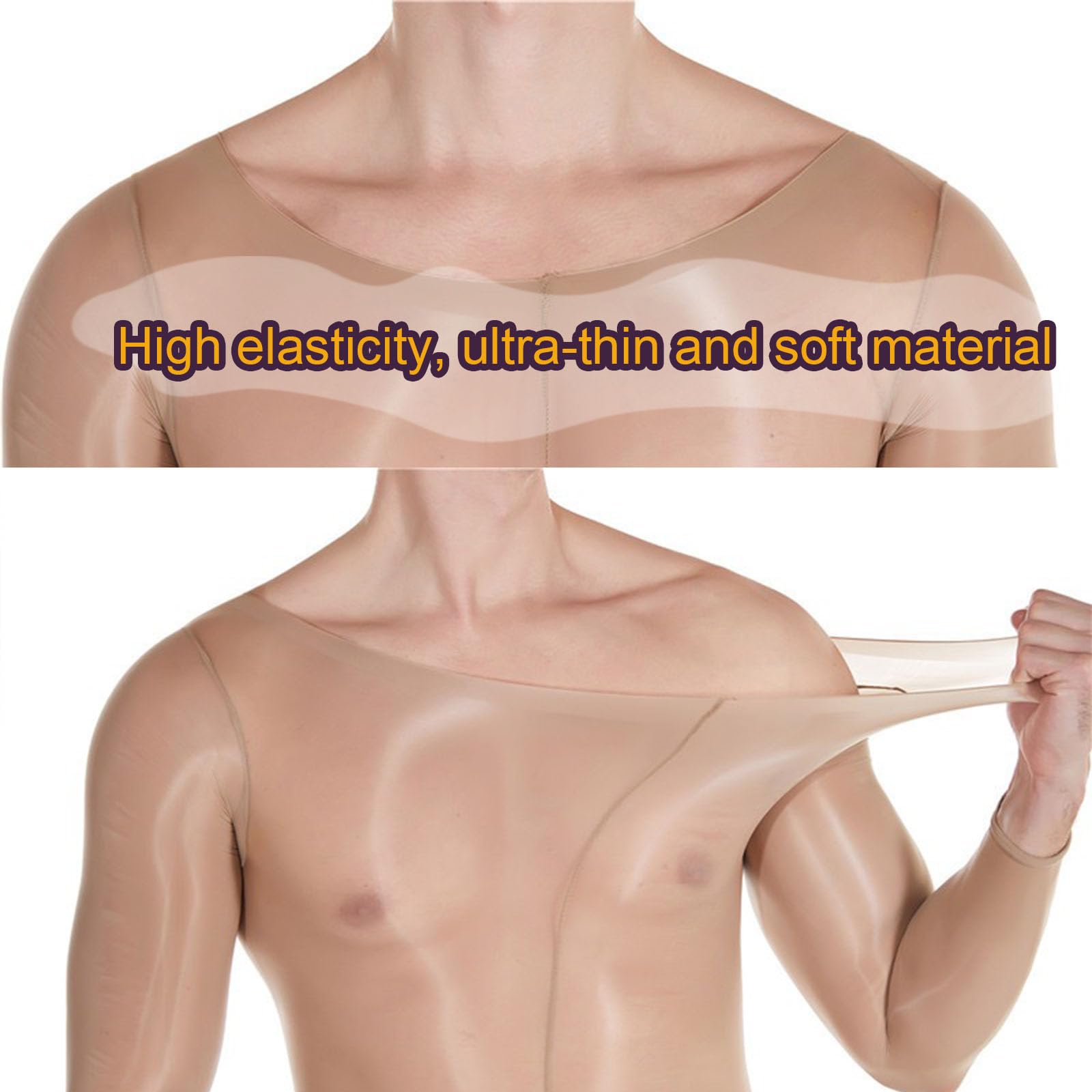 HTRUIYATY Herren Glänzende Bodystocking 8D Ganzkörperstrumpfhose Men Jumpsuit Elastische und stylische Bodysuit