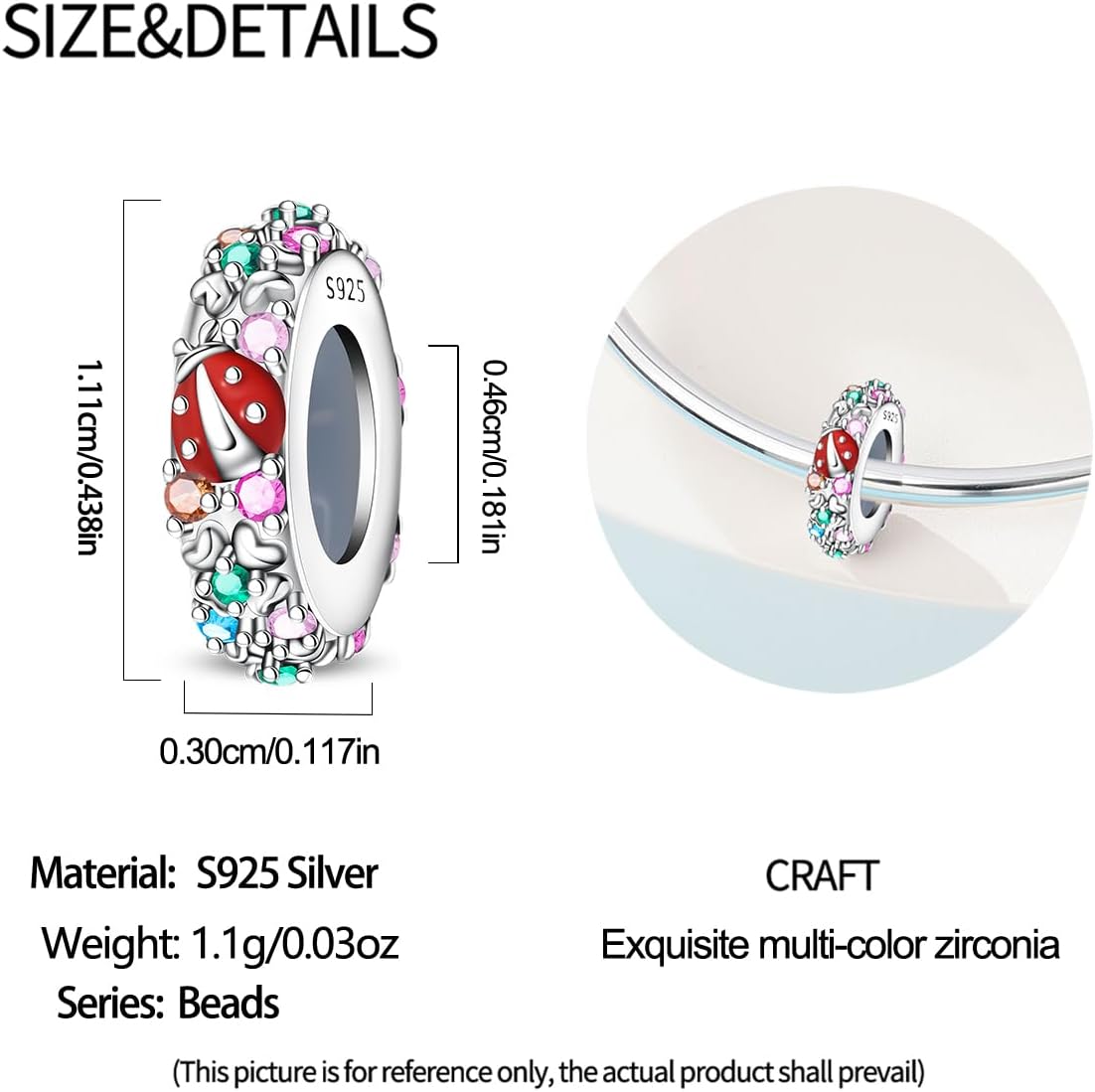 S925 Sterling Silver Charm for Pandora Bracelet, Dainty Bead Charm Pendant for Women Christmas Jewelry Gifts - Image 2