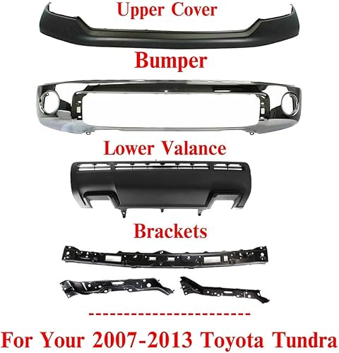 Miniatura 2 de Parachoques delantero de acero cromado + cubierta superior imprimada + panel de cenefa inferior texturizado + soportes de retención central +