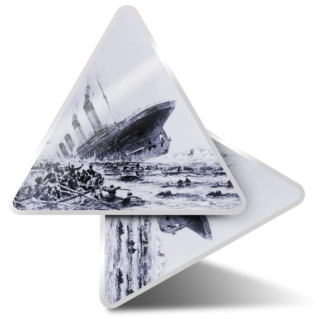Destination Vinyl Ltd Multi 2 X Triangle Stickers 10Cm - Sinking Titanic Ocean Liner Ship 1912 Laptop Tablet Luggage Scrapbook #46299