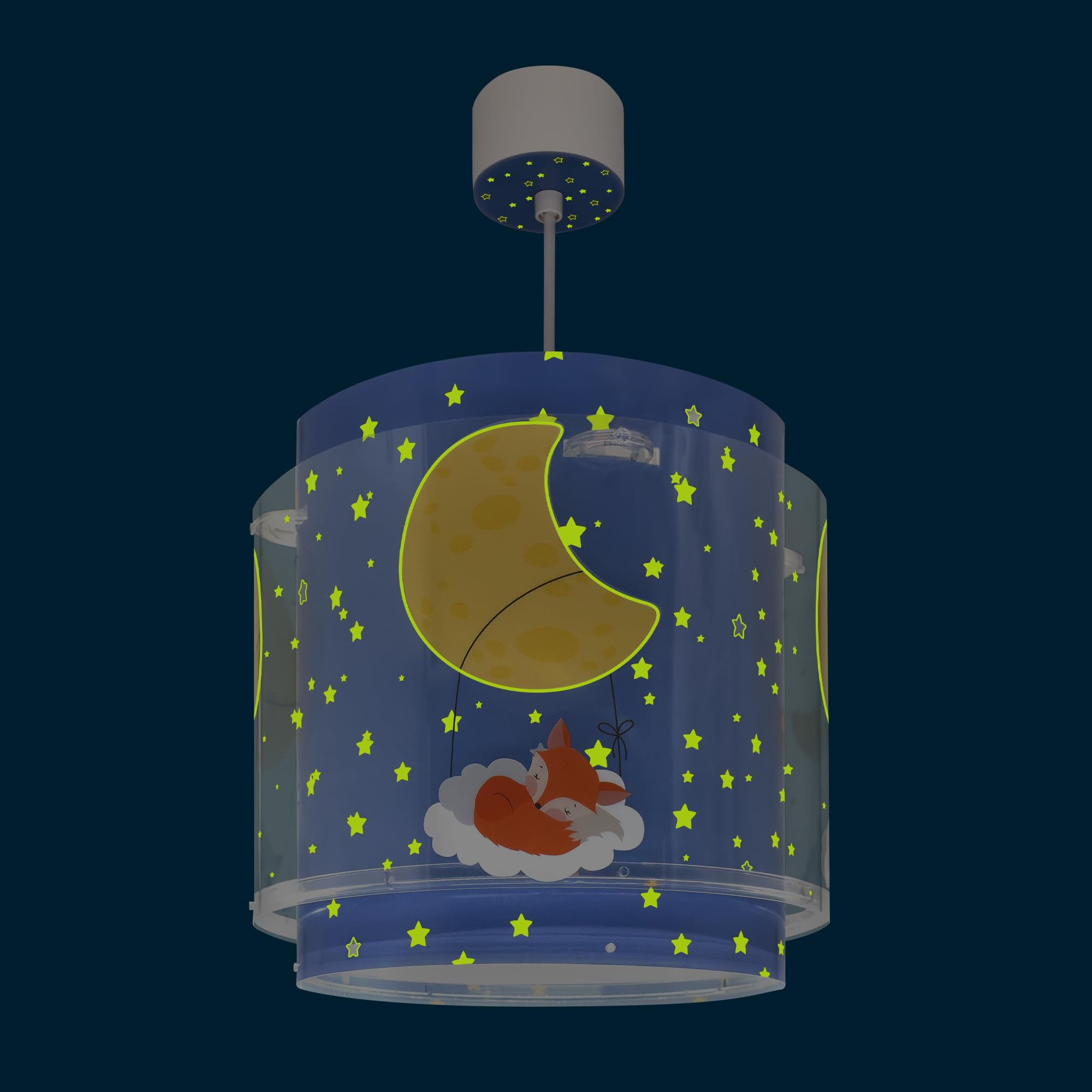 Dalber Lámpara Techo Colgante Infantil Luna Estrella Azul 76632M E27 | Incluye difusor de luz inferior extraible; Habitación niños; lámparas infantiles; Moon Dreams