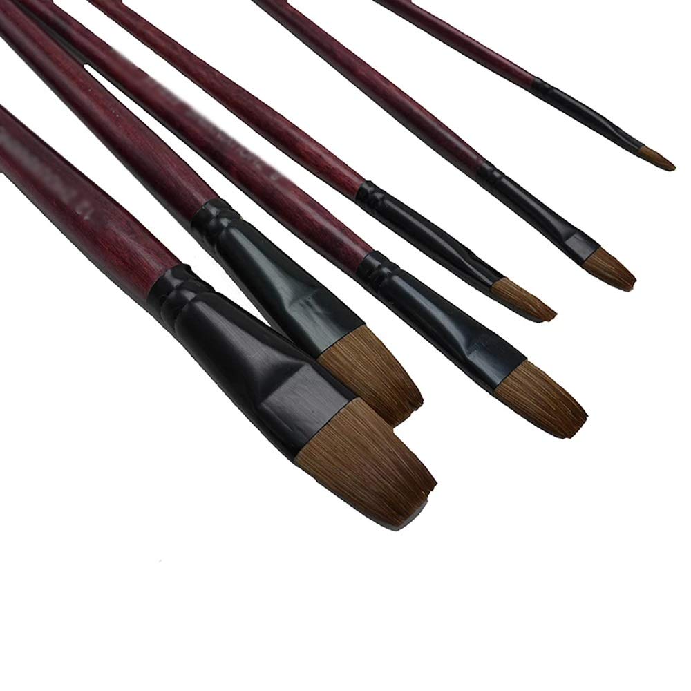 Pincel, Juego de 6 Pinceles para Pintar al óleo, Pelo de comadreja, Pincel para Acuarela, Juego de Pinturas S, Herramientas para Dibujar y Hacer Arte.,