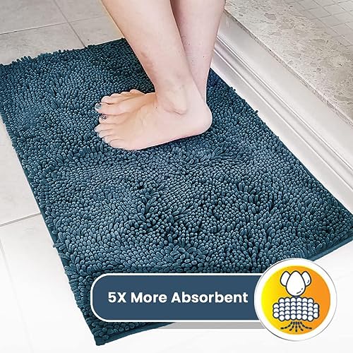 Muddy Mat® Shown on TV – Super Absorbent Door Mat Indoor, Microfiber Quick Dry Chenille Entryway Rug, Non-Slip Front Door Mat, Indoor Mats for Entryway, Machine Washable Pet Rug, Atlantic Blue 24"x36"