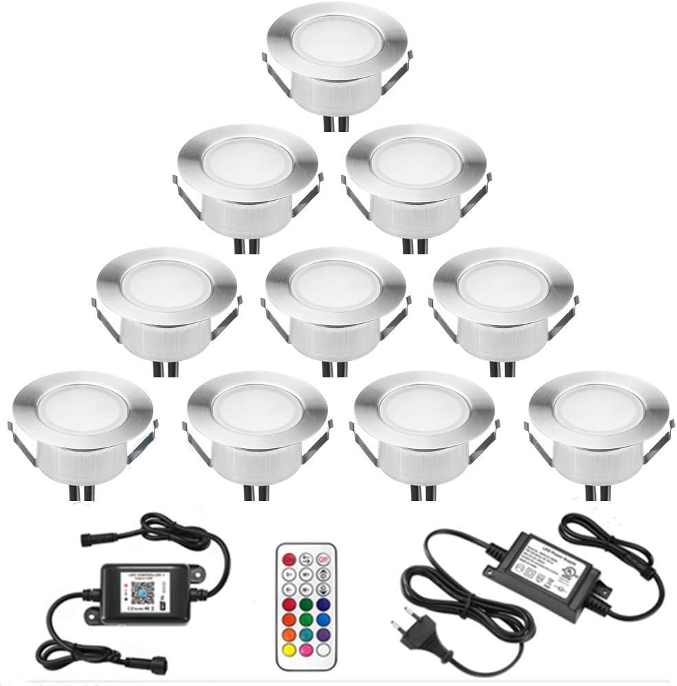 Lot De 6 Spots LED Encastrables Extérieurs IP67 - 0.6W, Blanc Chaud, Pour Terrasse Bois, Escalier