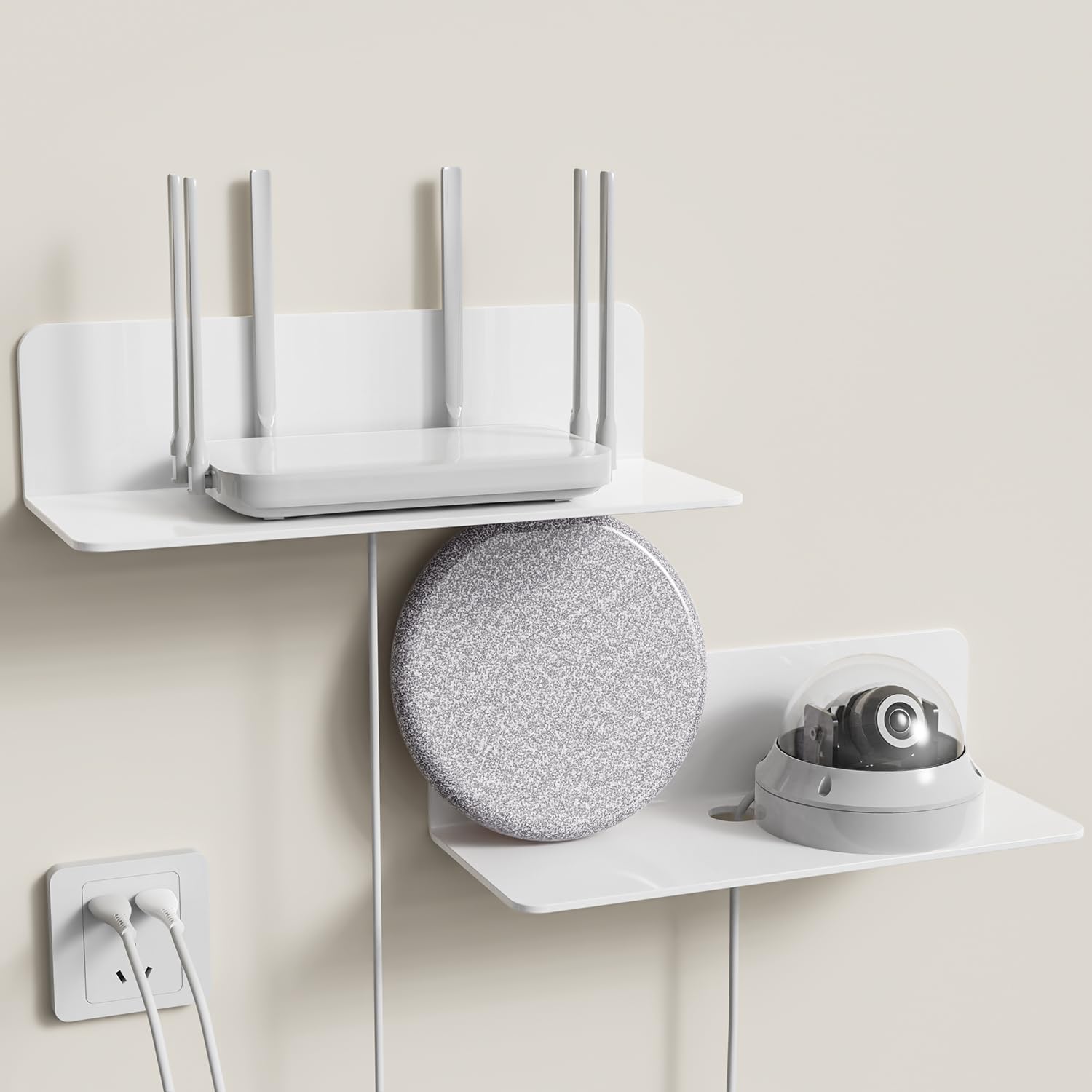 Estanteria de Pared,Balda Pequeña Pared,Flotantes Baldas de Acrílico Sin Taladrar,Estantes autoadhesivos pequeños,Baldas Pared con Clips para Cables,Baldas Baño para Dormitorio,Cocina,Oficina