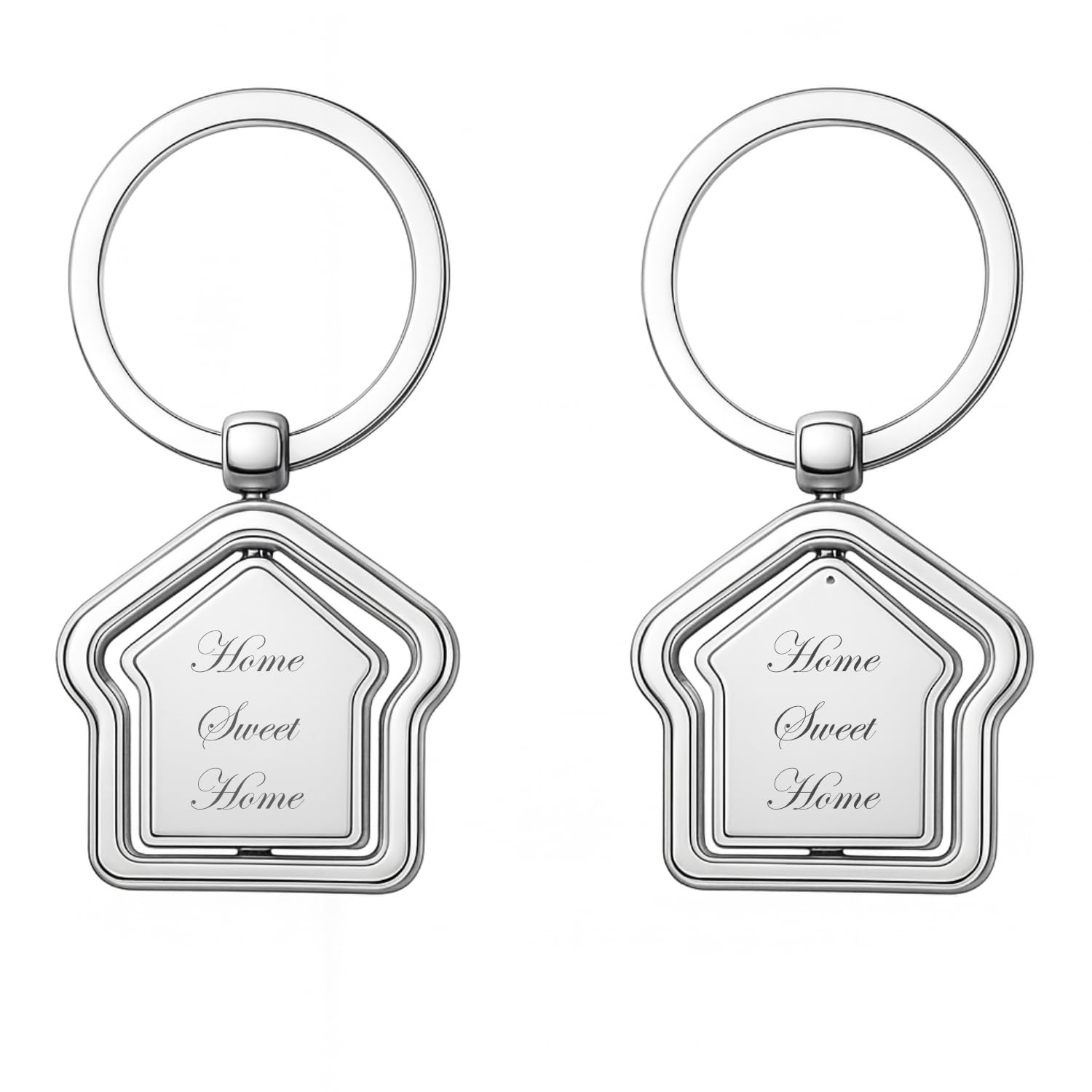 Home Sweet Home Metal Keychain – Silver House Shape Rotating Key Ring, Housewarming Gift for Men & Women, Real Estate & New Home Keychain (Pack of 2)-image-27