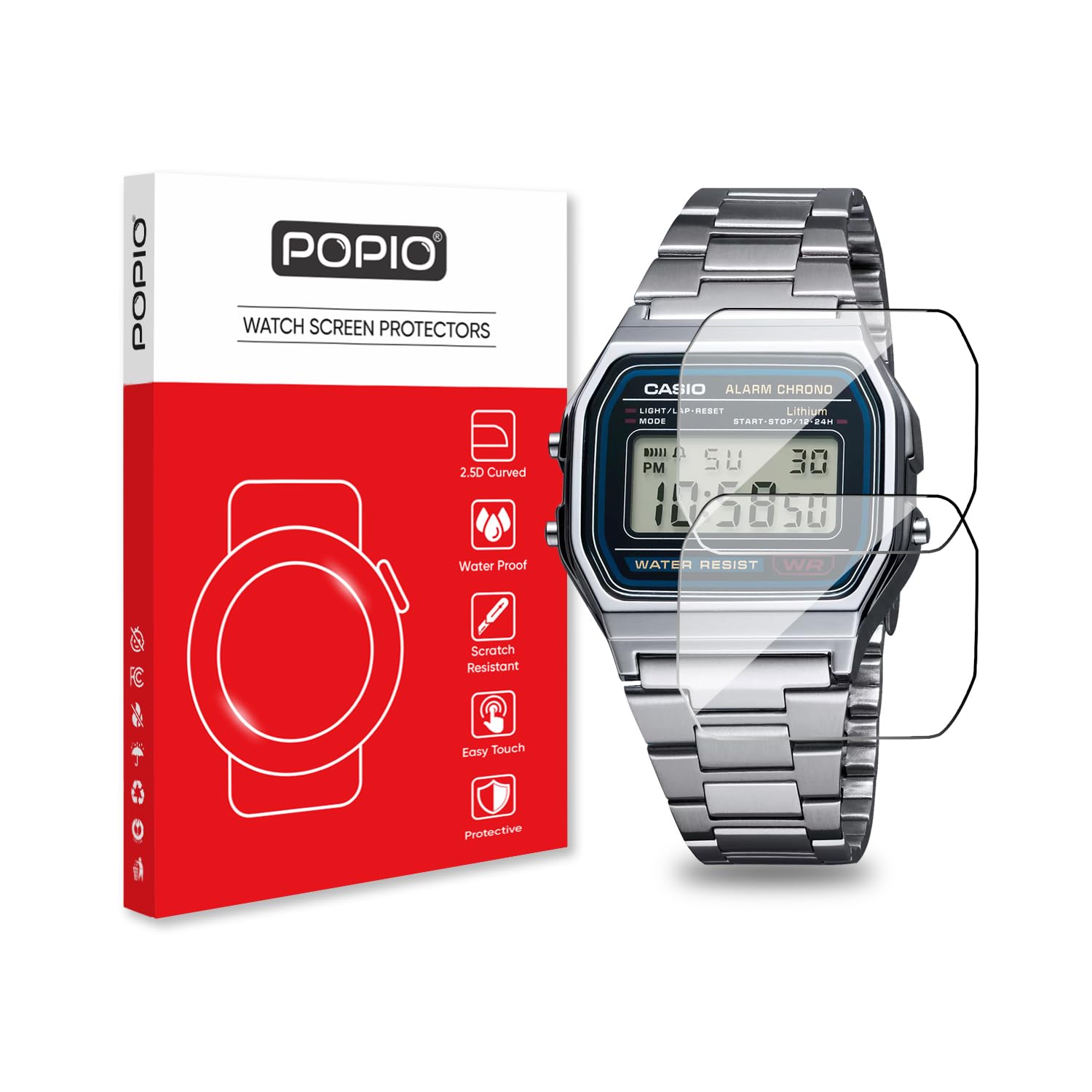 POPIO Tempered Glass compatible for Casio Vintage Watch-A-158WA-1Q (Transparent) Edge to Edge Full Screen Coverage, Pack of 2 (Also compatible for Casio Vintage A158WA-1DF-X)-picture-13