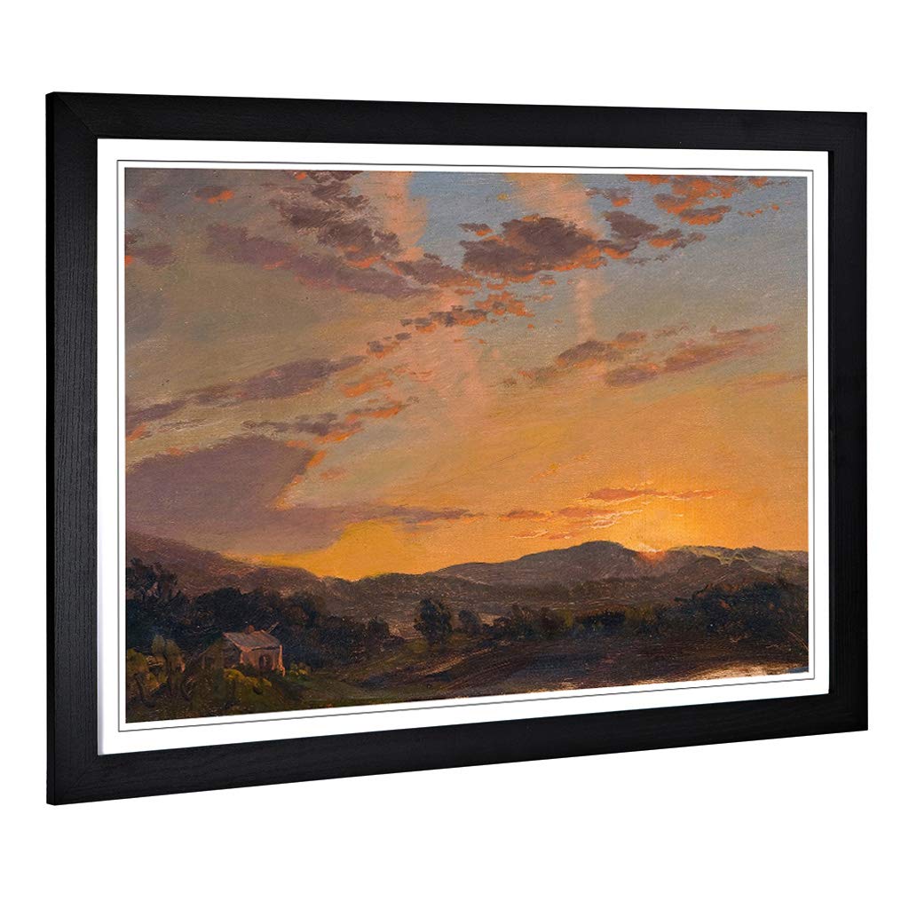 Big Box Art Framed Print of Frederic Edwin Church Maine Sunset Design | Wall Art Picture | Home Decor for Kitchen, Living Room, Bedroom, Hallway, Black, A2 / 24.5x18 Inch / 62x45cm