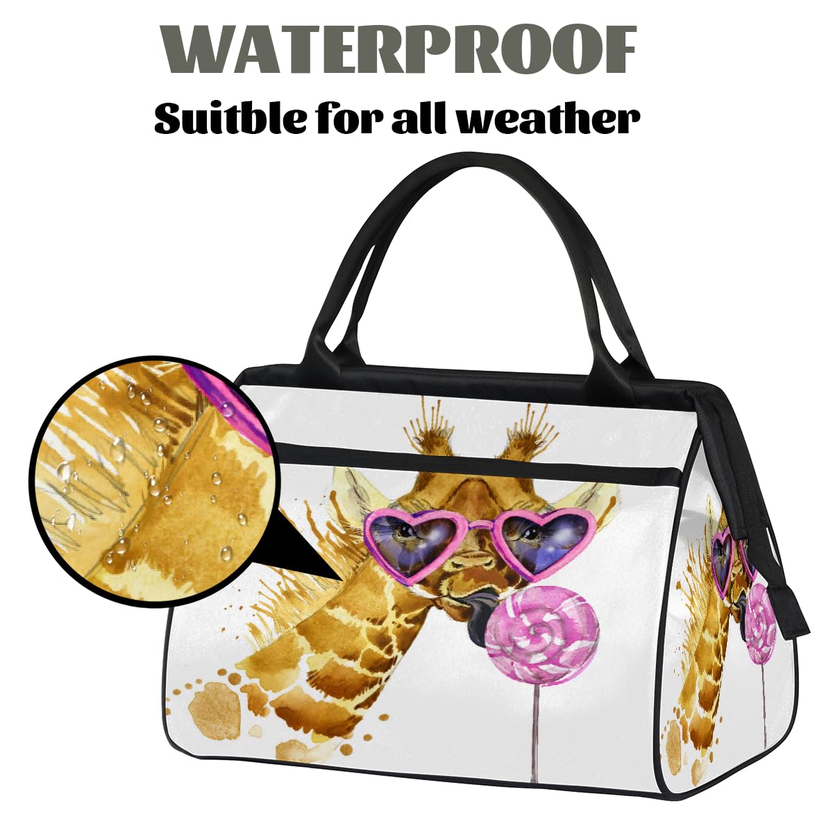 Borsa da palestra con giraffa tropicale per uomini e donne, borsone da viaggio per sport e viaggi, impermeabile, borsa da viaggio per il fine settimana, borsa leggera da portare a mano