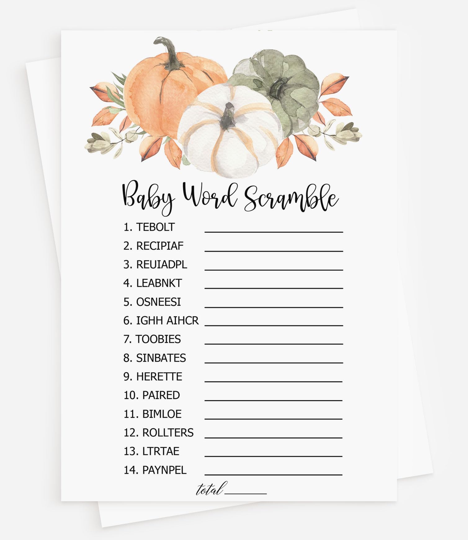 All Ewired Up Baby Shower Word Scramble Game - 50 Cards, Gender Neutral, Answer Key Included - View #9