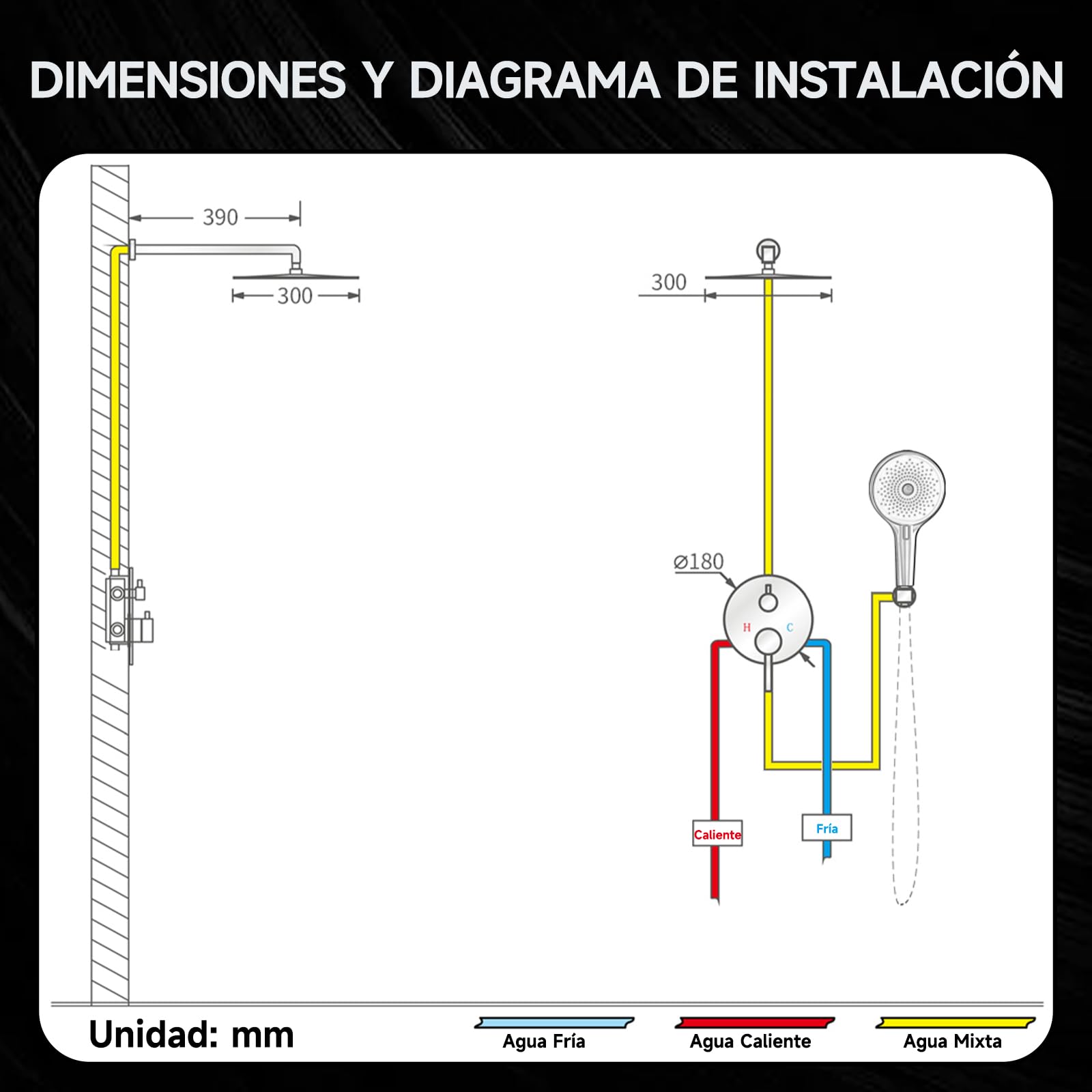 Columna Ducha, Sistema de Ducha Oculta Cromo Completo Baño Juego